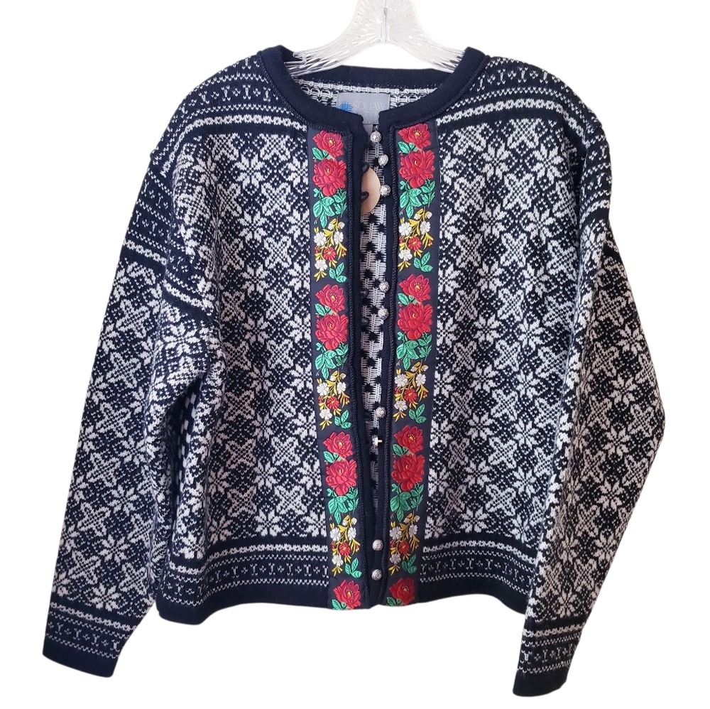 Vintage Squaw Valley Black White Wool Sweater